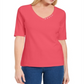 Karen Scott Women's Button Detail V Neck Top Orange Size Petite Medium