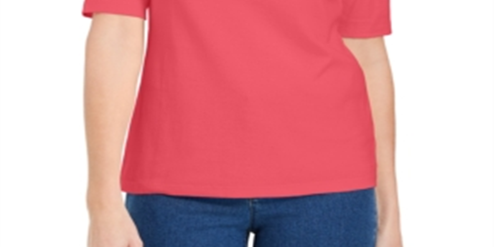 Karen Scott Women's Button Detail V Neck Top Orange Size Petite Medium