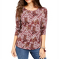 Style & Co Women's Printed Top Wine Size PP