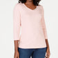 Karen Scott Women's Cotton Button Trim Top Pink Size Large