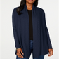 Karen Scott Women's Pointelle Collar Cardigan Blue Size Petite XL
