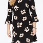 Tommy Hilfiger Women's Printed Jersey Bell Sleeve a line Dress Black Size 16