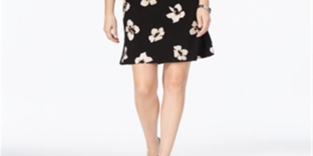 Tommy Hilfiger Women's Printed Jersey Bell Sleeve a line Dress Black Size 16