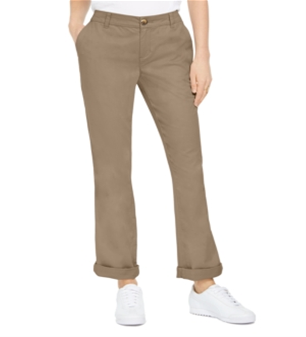 Style & Co Women's Cotton Bootcut Chino Pants  Brown Size 14
