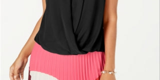 Alfani Women's Sleeveless Draped Front Top Black Size Petite XL