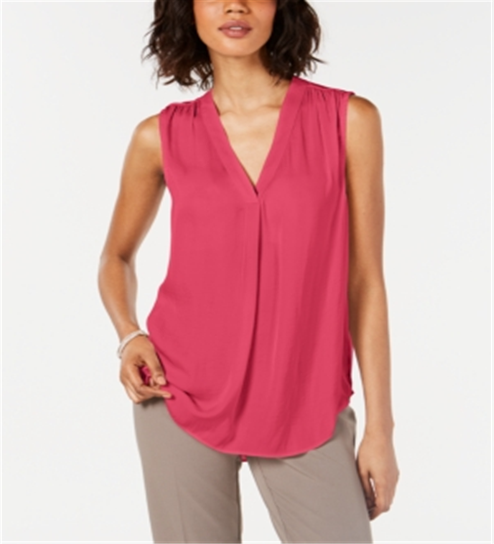 Alfani Women's V Neck Tank Top Pink Size Petite S/M