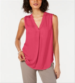 Alfani Women's V Neck Tank Top Pink Size Petite S/M