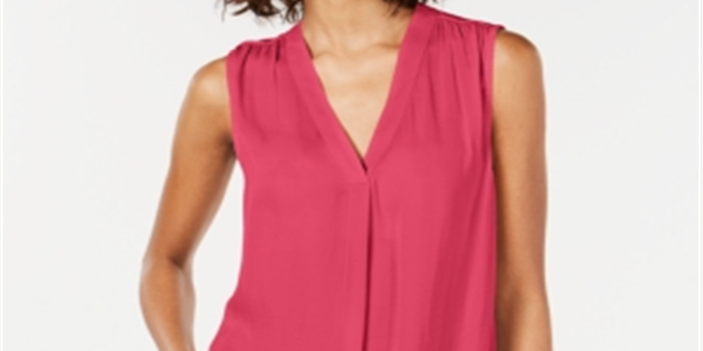 Alfani Women's V Neck Tank Top Pink Size Petite S/M