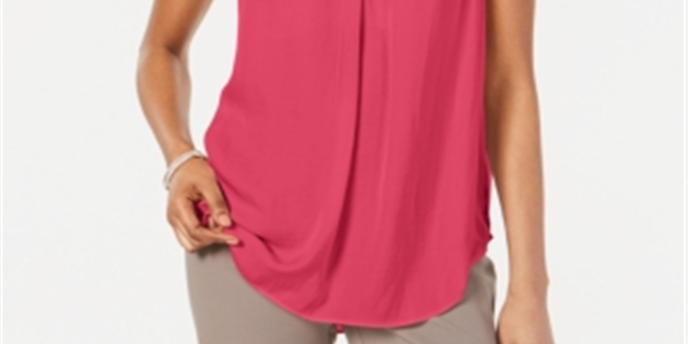 Alfani Women's V Neck Tank Top Pink Size Petite S/M