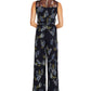 Vince Camuto Women's Weeping Willows Printed Illusion Jumpsuit Navy Size 8 Petite