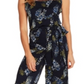 Vince Camuto Women's Weeping Willows Printed Illusion Jumpsuit Navy Size 8 Petite