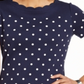 Karen Scott Women's Cotton Dot Print Scallop Neck Top Blue Size Small