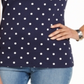 Karen Scott Women's Cotton Dot Print Scallop Neck Top Blue Size Small