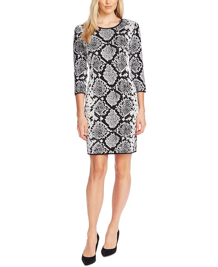 Vince Camuto Women's Animal Print Mini Sweaterdress -Gray Size XS