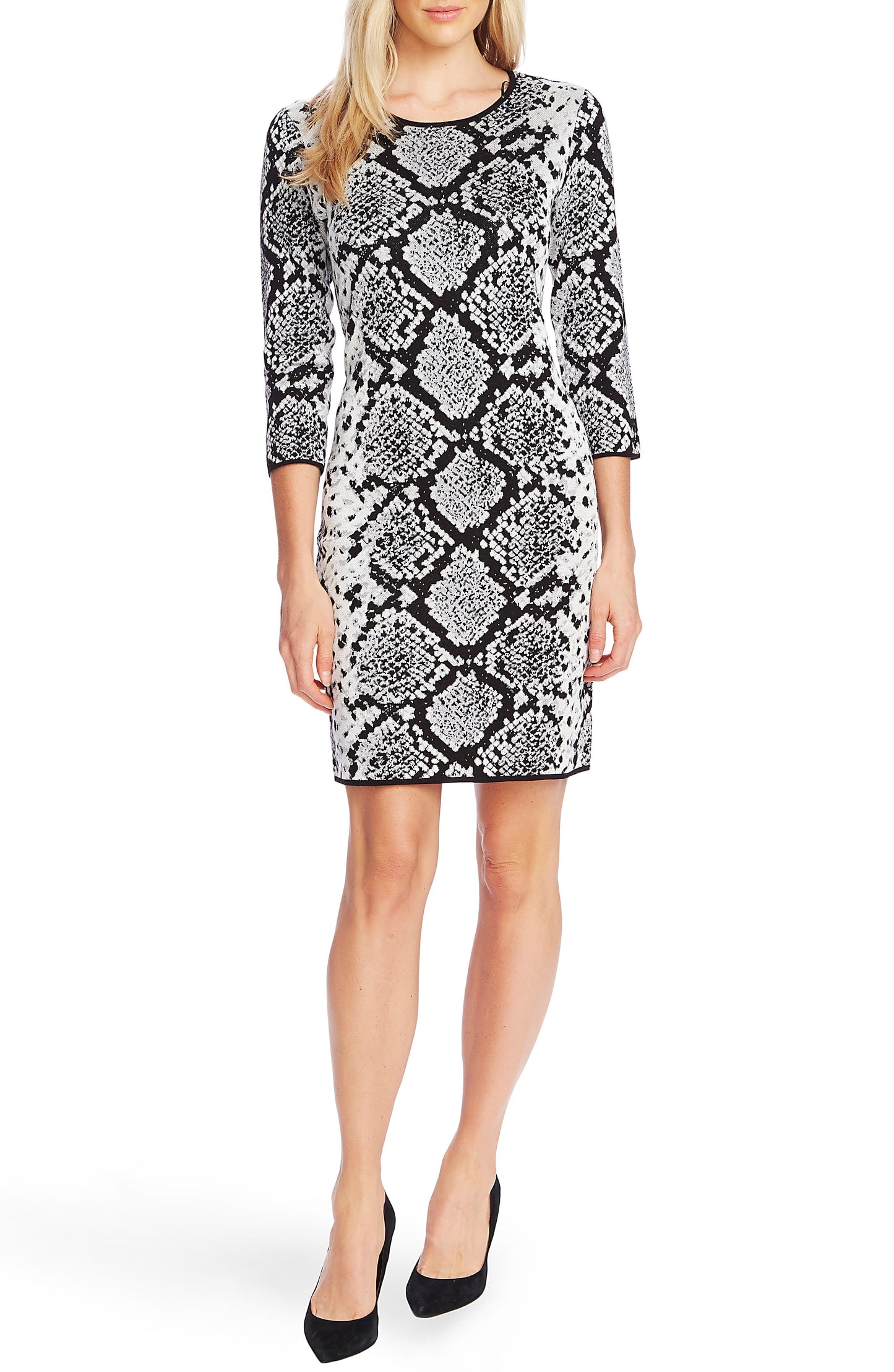 Vince Camuto Women's Animal Print Mini Sweaterdress -Gray Size XS