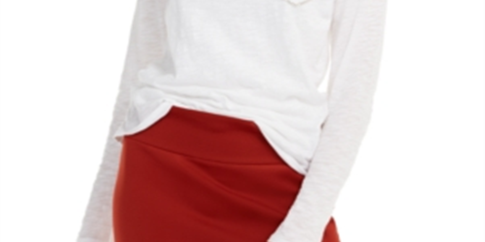 INC International Concepts Women's Cotton Rhinestone Pocket Top Black Size Medium