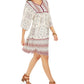 Style & Co Petite Printed 3/4-Sleeve Peasant Dress Brown Size Petite P
