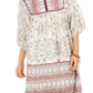 Style & Co Petite Printed 3/4-Sleeve Peasant Dress Brown Size Petite P