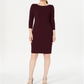 Calvin Klein Puff-Sleeve Sheath Dress Wine Size 2