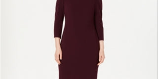 Calvin Klein Puff-Sleeve Sheath Dress Wine Size 2