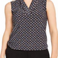 Anne Klein Women's Pearly Dot Pleated Neck Top Black Size X-Small