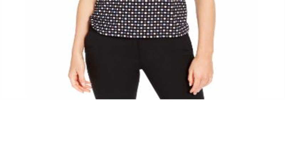 Anne Klein Women's Pearly Dot Pleated Neck Top Black Size X-Small