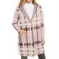 Charter Club Women's Plaid Hooded Coat Pink Size Petite