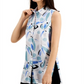Alfani Women's Knit Sleeveless Floral Button Down Blouse Blue Size X-Small