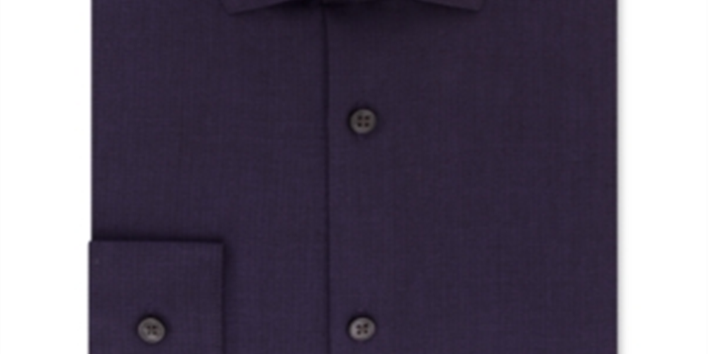 Calvin Klein Men's Steel Extra Slim Fit Non Iron Performance Herringbone Dress Shirt Purple Size 16X34-35
