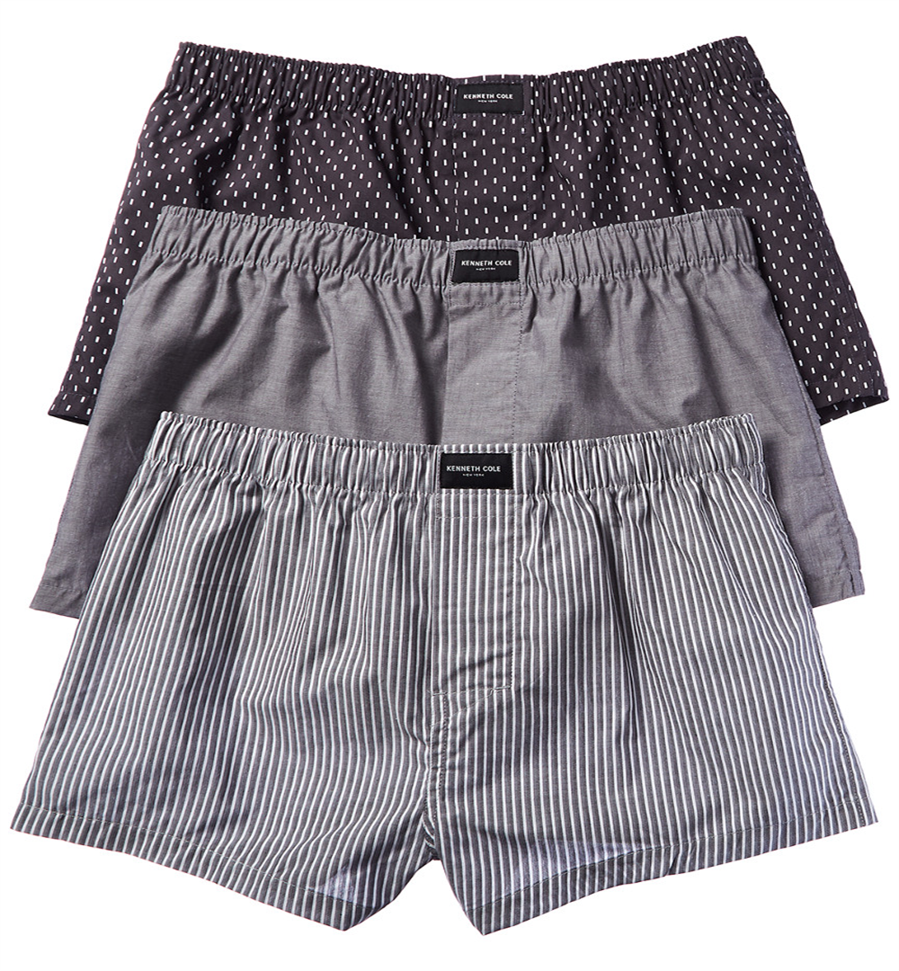 Kenneth Cole Women's Cotton Woven 3 Pack Boxers Black Size L