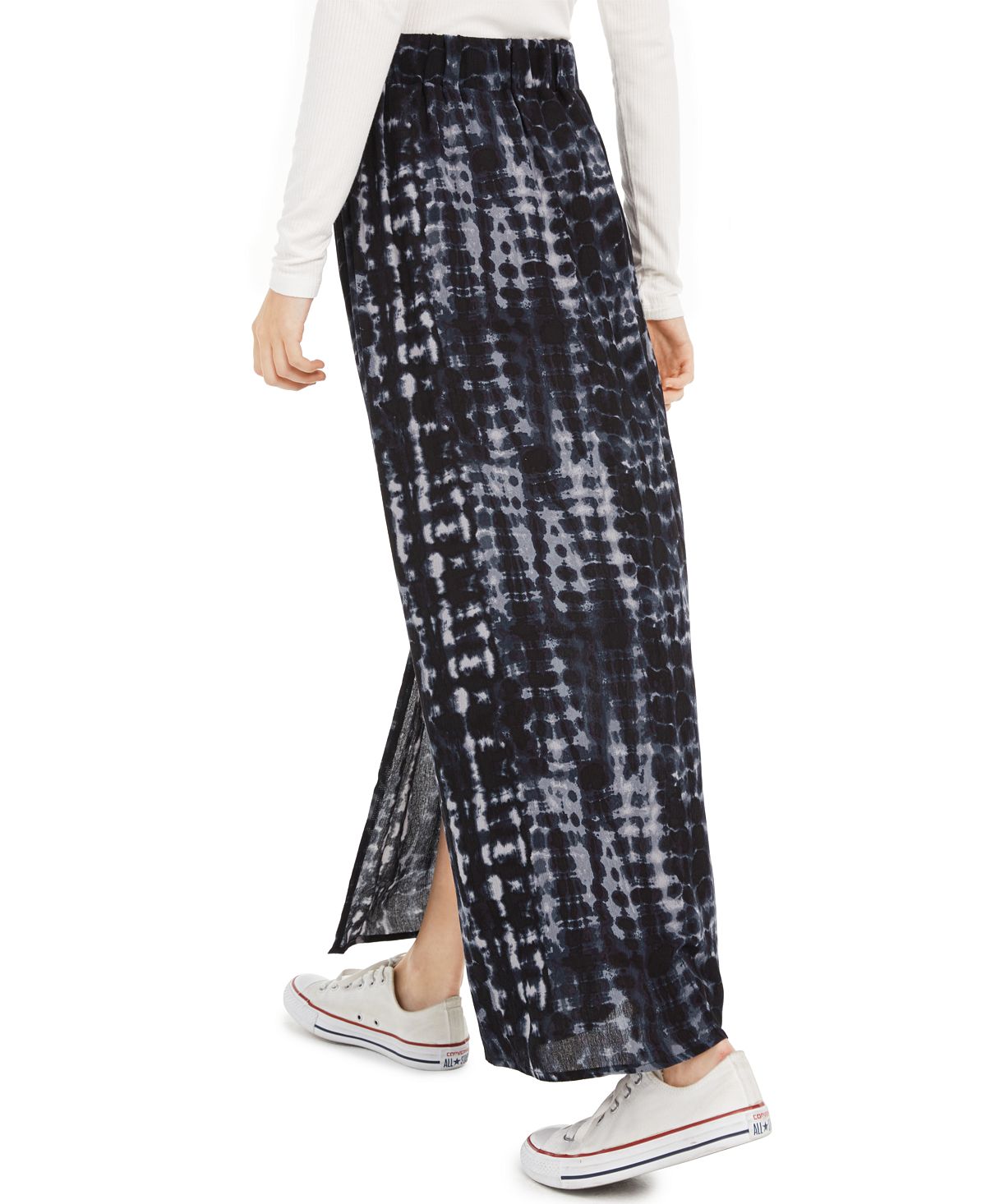Be Bop Junior's Printed Double Slit Maxi Skirt Navy Size Large