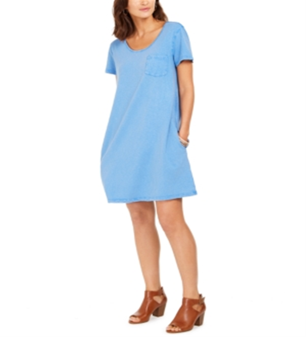 Style & Co Women's One Pocket T-Shirt Dress Blue Size Medium