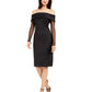 Calvin Klein Women's Off the Shoulder Illusion Sleeve Dress Black Size 12