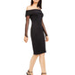 Calvin Klein Women's Off the Shoulder Illusion Sleeve Dress Black Size 12