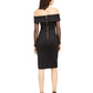 Calvin Klein Women's Off the Shoulder Illusion Sleeve Dress Black Size 12