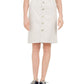 Charter Club Women's Denim Button Front Skirt Ivory Size 6