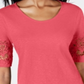 Charter Club Women's Cotton Lace Trimmed Top OrangeSize X-Large