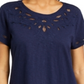 Charter Club Women's Cutout Cotton T-Shirt Blue Size XX-Large