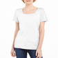 Karen Scott Women's Cotton Square Neck T-Shirt White Size Small
