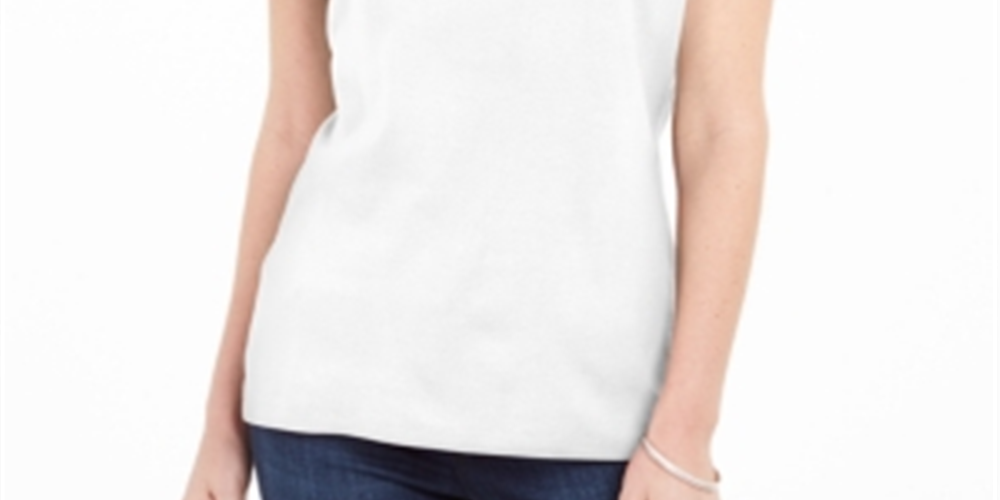 Karen Scott Women's Cotton Square Neck T-Shirt White Size Small