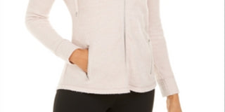 Ideology Women's Zippered Long Sleeve Hooded Top Pink Size Large