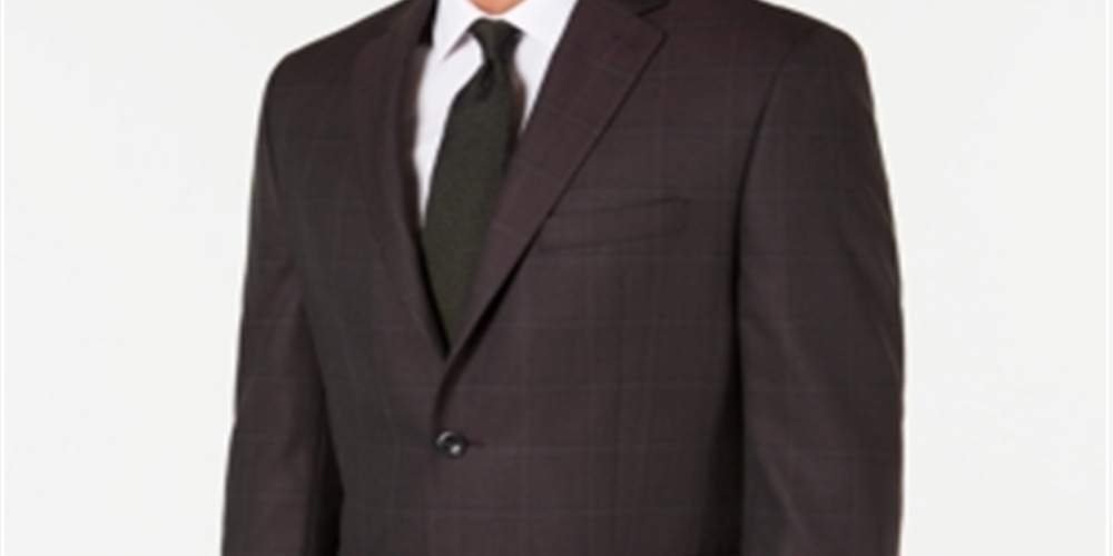 Michael Kors Men's Classic Fit Windowpane Sport Coat Red Size 46