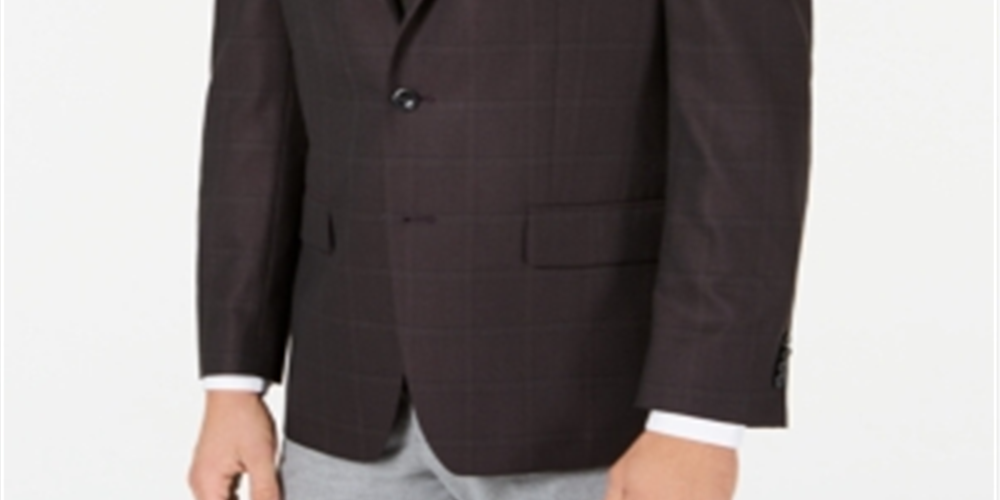 Michael Kors Men's Classic Fit Windowpane Sport Coat Red Size 46