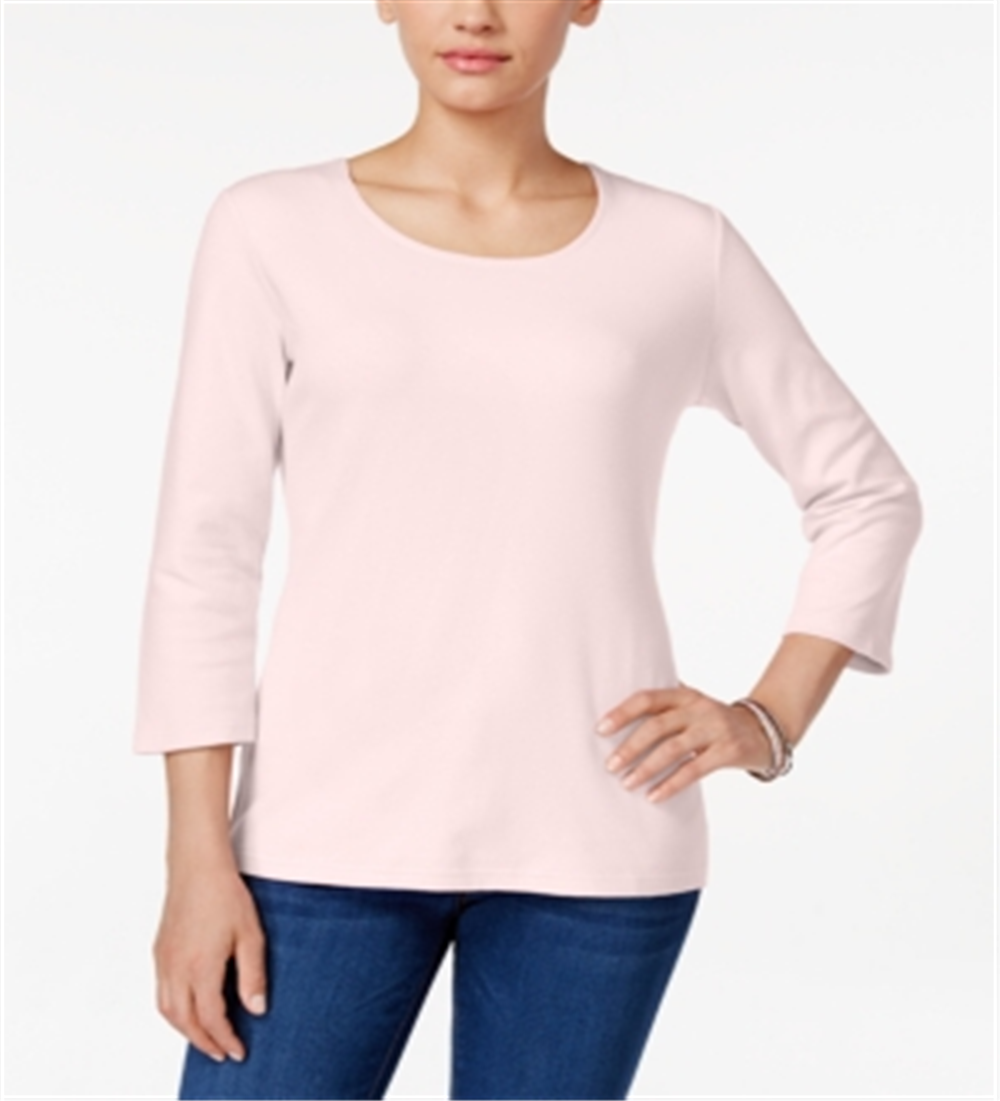 Karen Scott Women's Scoop Neck Top Pink Size Large
