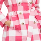 Charter Club Women's Checkered Trench Coat Pink Size X-Small