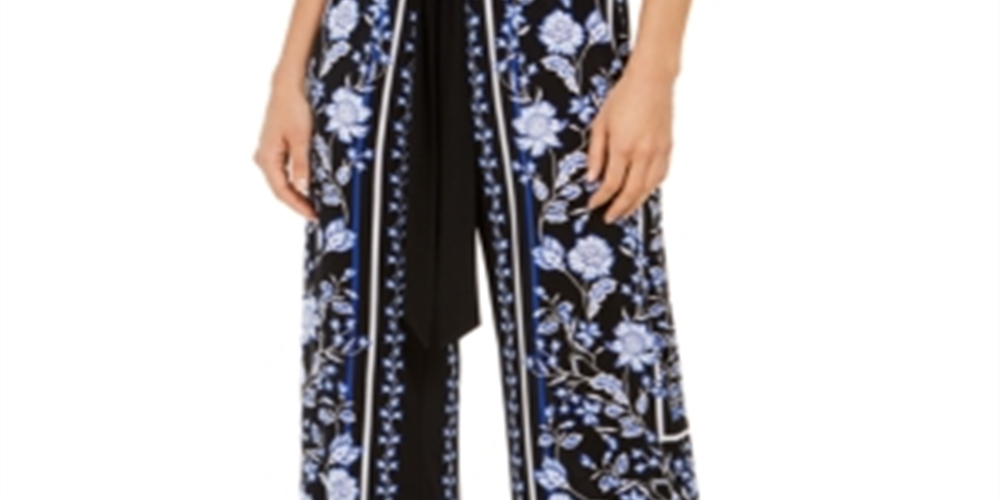 INC International Concepts Women's Tie Wide Leg Pants Black Size Large