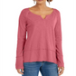 Style & Co Women's Split Neck Tunic Pink Size Small