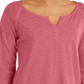 Style & Co Women's Split Neck Tunic Pink Size Small