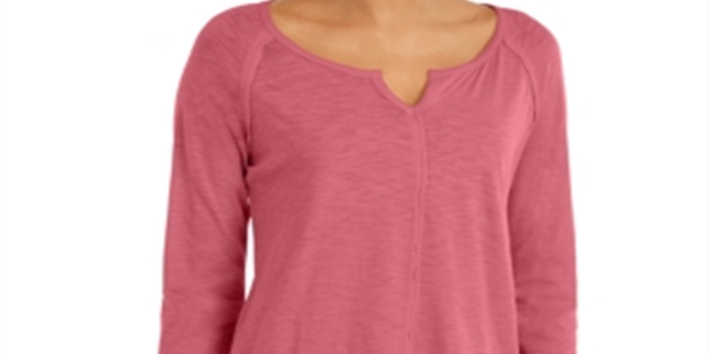 Style & Co Women's Split Neck Tunic Pink Size Small