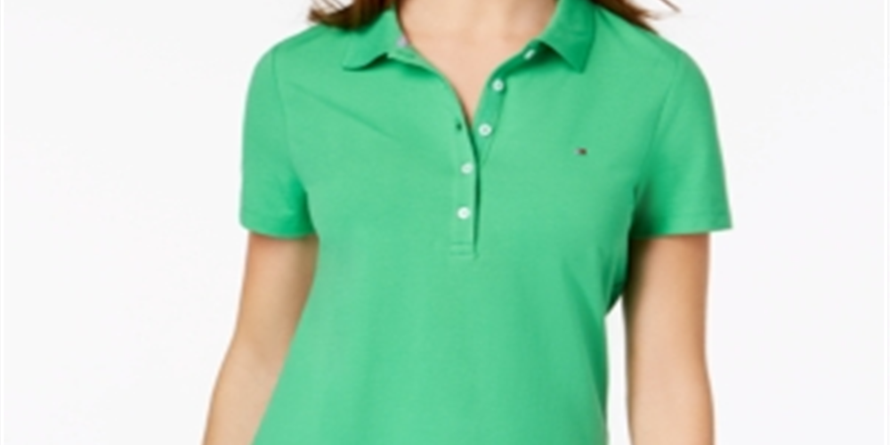 Tommy Hilfiger Women's Short Sleeve Collared Top Green Size X-Large